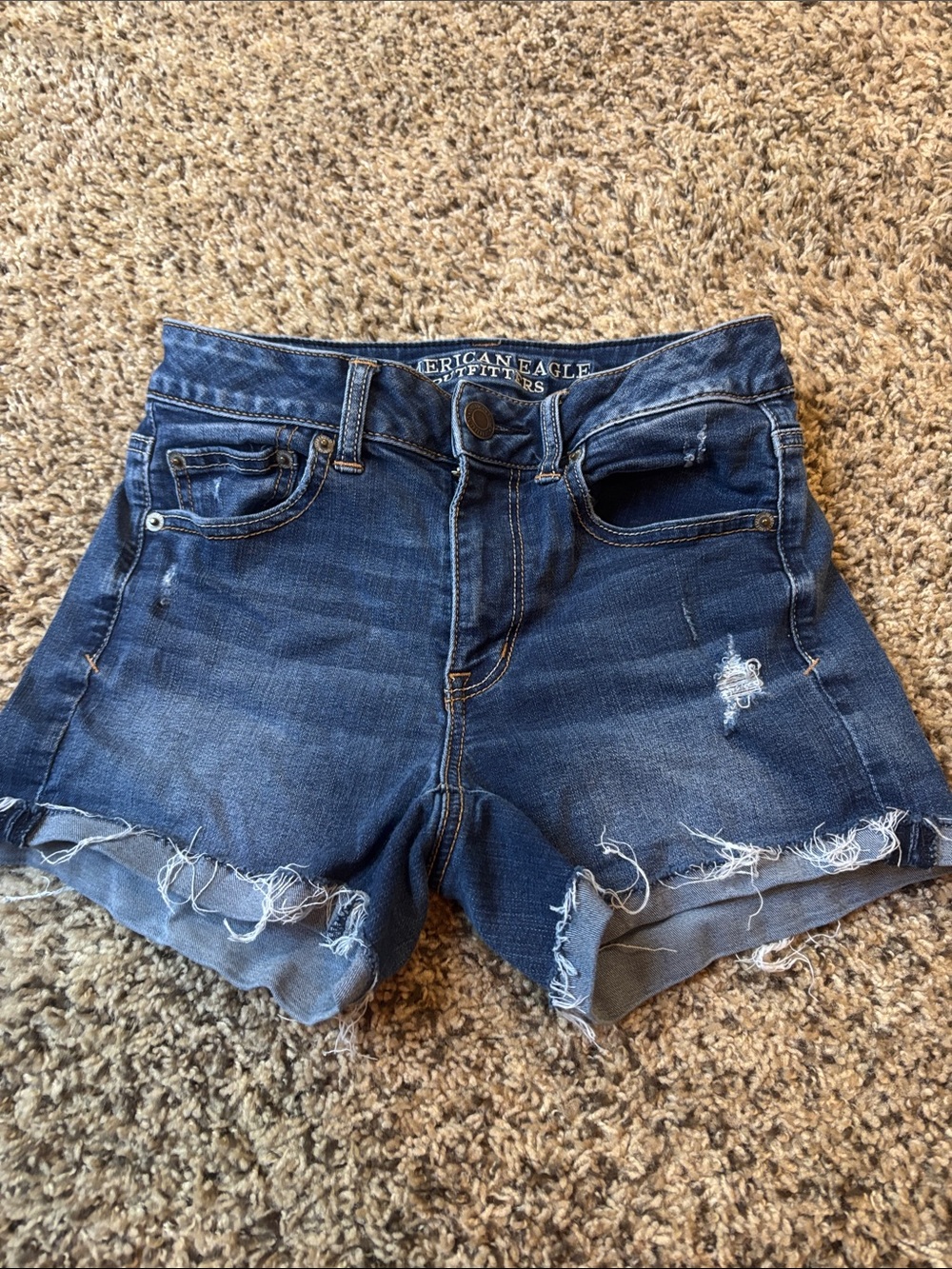 American Eagle Outfitters Indigo Distressed Denim Shorts